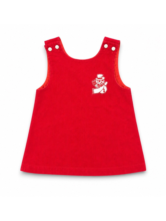 Unbranded Other - Vintage Red Corduroy Snowman Christmas Jumper Dress Toddler Girls 12M 18M